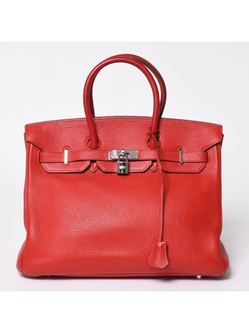 Hermes Handbag Birkin 35 Togo Red Silver